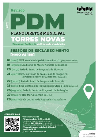 Sessões de esclarecimento sobre a proposta de revisão do PDM | 16 a 28 de maio